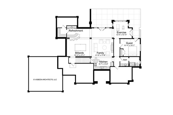 Floor Plan - Lower Floor for Log House Plan #928-263 - 5 bed, 4.5 bath