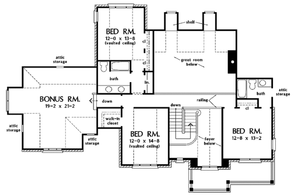 Traditional Floor Plan - Upper Floor Plan #929-696