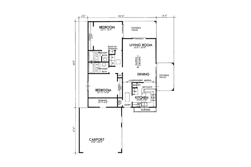 Dream House Plan - Floor Plan - Main Floor for Contemporary House Plan #320-1355 - 2 bed, 2 bath