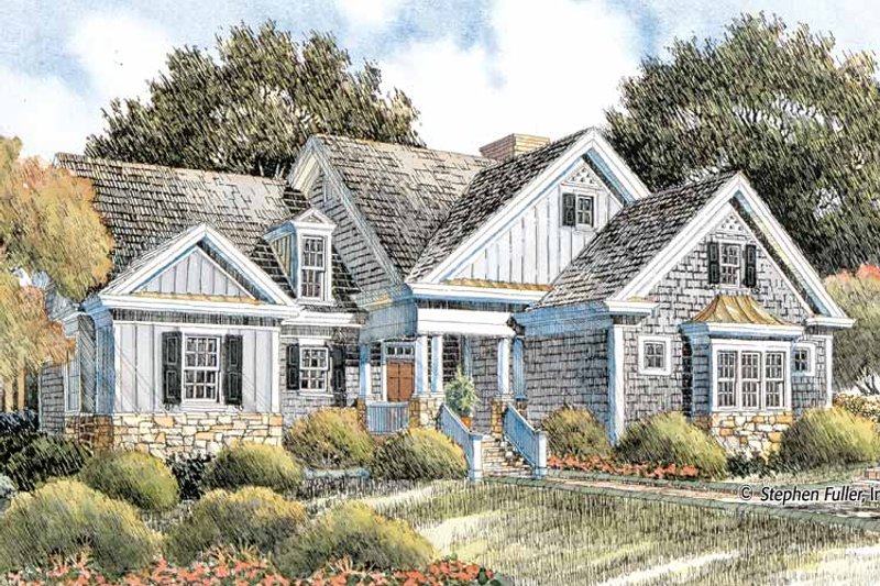House Blueprint - Exterior - Front Elevation 3 for Craftsman House Plan #429-404 - 2 bed, 2.5 bath