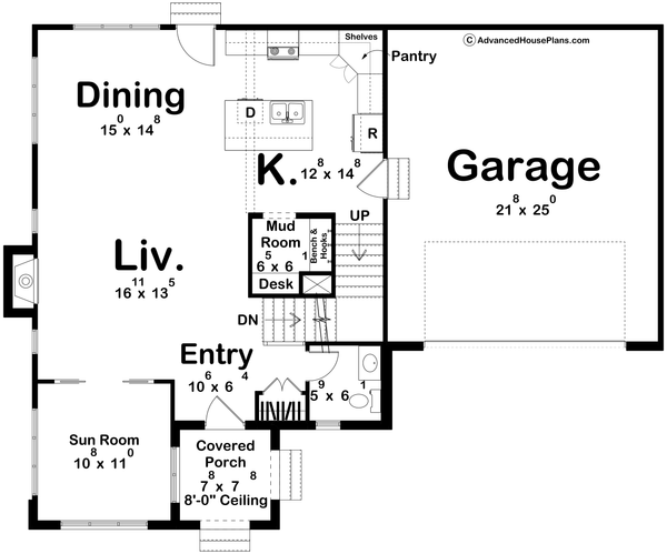Dream House Plan - Floor Plan - Main Floor for Tudor House Plan #455-763 - 3 bed, 2.5 bath
