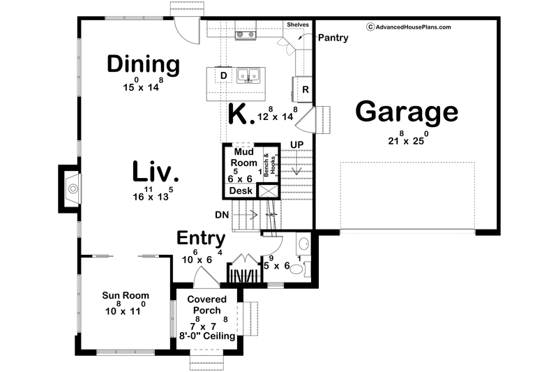 Architectural House Design - Floor Plan - Main Floor for Tudor House Plan #455-763 - 3 bed, 2.5 bath