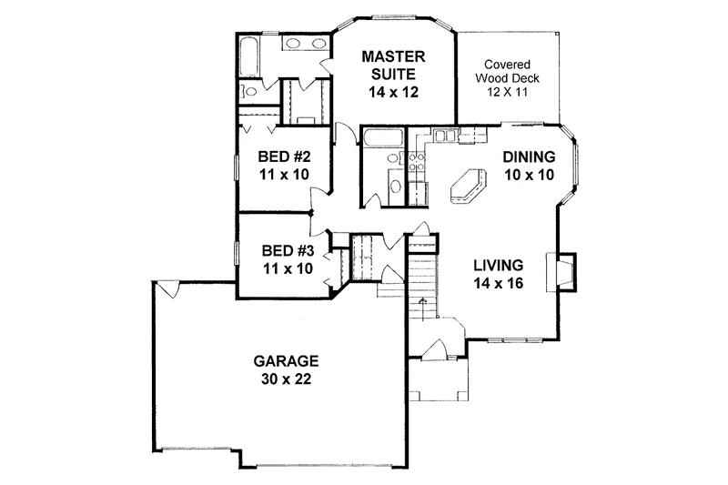 Dream House Plan - Floor Plan - Main Floor for Traditional House Plan #58-223 - 3 bed, 2 bath