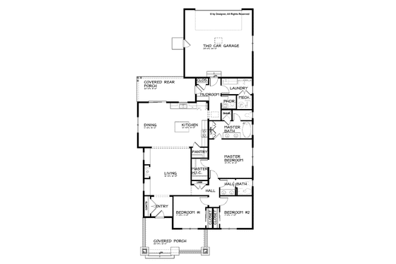 Floor Plan - Main Floor for Craftsman House Plan #895-63 - 3 bed, 2.5 bath