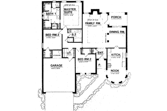 Floor Plan - Main Floor for Traditional House Plan #40-309 - 3 bed, 2 bath