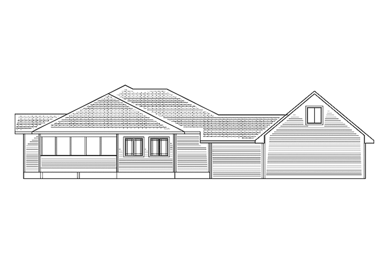 Home Plan - Exterior - Rear Elevation for Prairie House Plan #939-7 - 3 bed, 2.5 bath