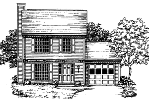 Exterior - Front Elevation 3 for Colonial House Plan #30-220 - 2 bed, 2.5 bath