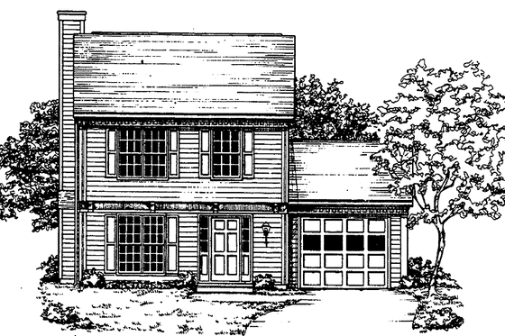 Exterior - Front Elevation 3 for Colonial House Plan #30-220 - 2 bed, 2.5 bath