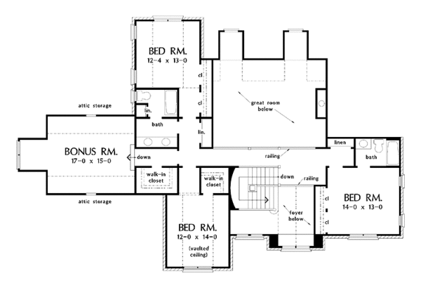 Traditional Floor Plan - Upper Floor Plan #929-418