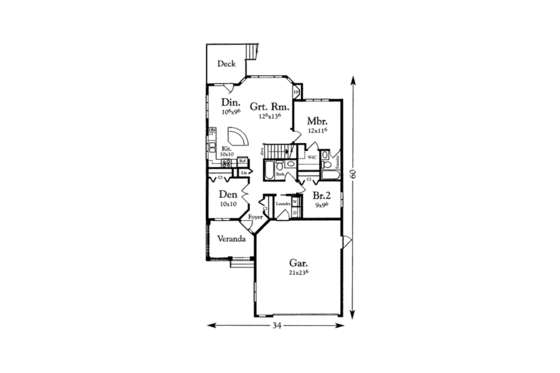 Floor Plan - Main Floor for Traditional House Plan #409-104 - 3 bed, 2 bath