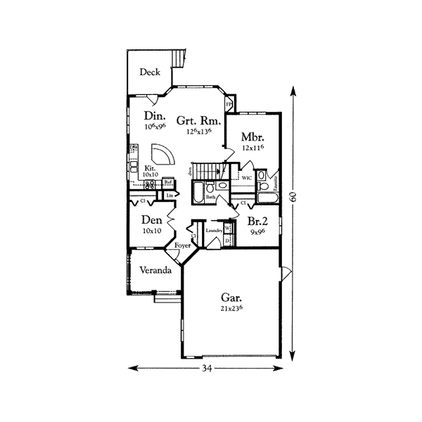 Traditional Floor Plan - Main Floor Plan #409-104