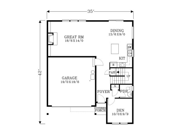 Craftsman Floor Plan - Main Floor Plan #53-469