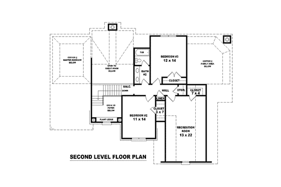 Floor Plan - Upper Floor for European House Plan #81-1470 - 3 bed, 2.5 bath