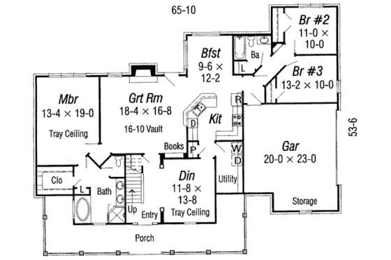 Floor Plan - Main Floor for Country House Plan #329-123 - 4 bed, 2 bath