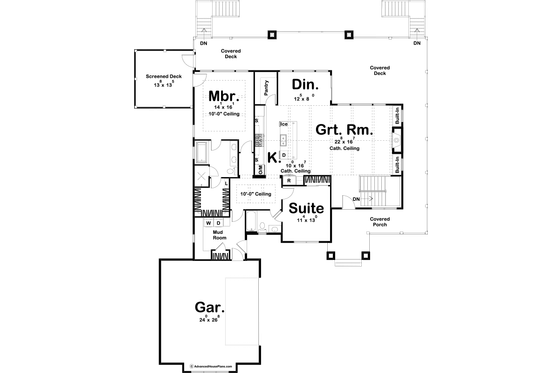 Floor Plan - Main Floor for Beach House Plan #455-268 - 2 bed, 2 bath
