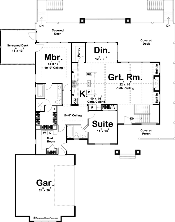 Beach Floor Plan - Main Floor Plan #455-268