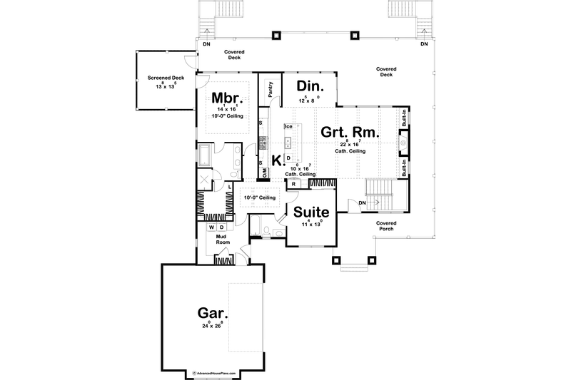 Dream House Plan - Floor Plan - Main Floor for Beach House Plan #455-268 - 2 bed, 2 bath