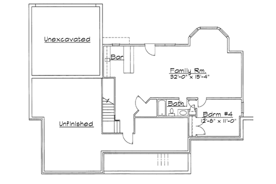 Floor Plan - Lower Floor for Traditional House Plan #31-133 - 3 bed, 3.5 bath