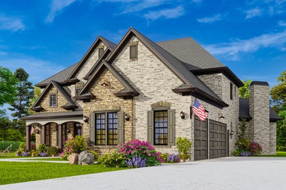 Exterior - Front Elevation 9 for Traditional House Plan #54-450 - 5 bed, 4 bath