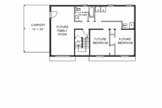 Floor Plan - Lower Floor for European House Plan #18-302 - 3 bed, 1 bath