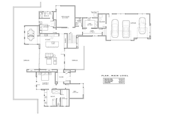 Floor Plan - Main Floor for Modern House Plan #892-45 - 4 bed, 4.5 bath