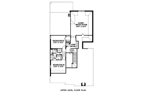 Floor Plan - Upper Floor for European House Plan #141-294 - 3 bed, 2.5 bath