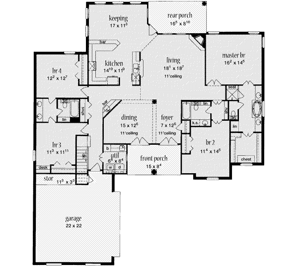 House Plan Design - European Floor Plan - Main Floor Plan #36-444