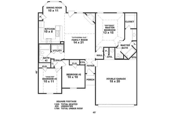 Floor Plan - Main Floor for European House Plan #81-181 - 3 bed, 2 bath