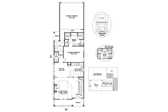 Floor Plan - Main Floor for Craftsman House Plan #81-138 - 4 bed, 2.5 bath