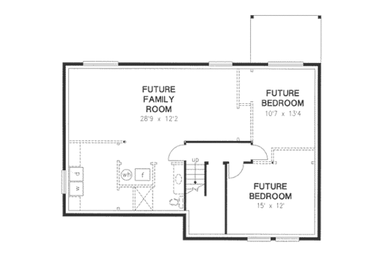 Floor Plan - Lower Floor for Traditional House Plan #18-4519 - 2 bed, 2 bath