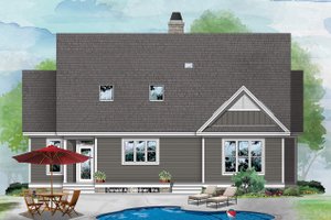 Exterior - Rear Elevation for Farmhouse House Plan #929-1095 - 3 bed, 2 bath