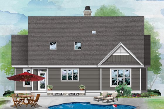 Exterior - Rear Elevation for Farmhouse House Plan #929-1095 - 3 bed, 2 bath