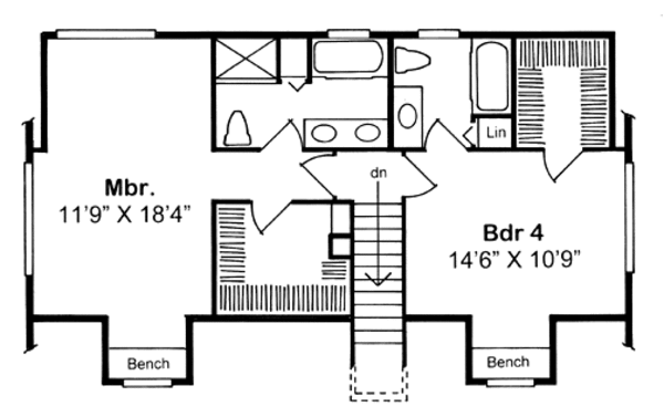 Colonial Floor Plan - Upper Floor Plan #312-588