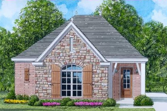 Exterior - Front Elevation for European House Plan #424-43 - 3 bed, 2 bath