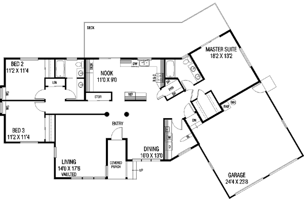 Home Plan - Ranch Floor Plan - Main Floor Plan #60-135