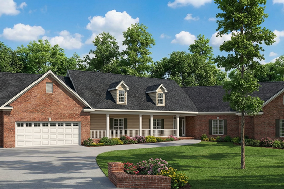 Exterior - Front Elevation for Southern House Plan #17-159 - 4 bed, 3.5 bath