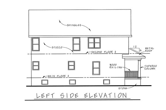 Exterior - Front Elevation 4 for European House Plan #20-2584 - 3 bed, 2.5 bath
