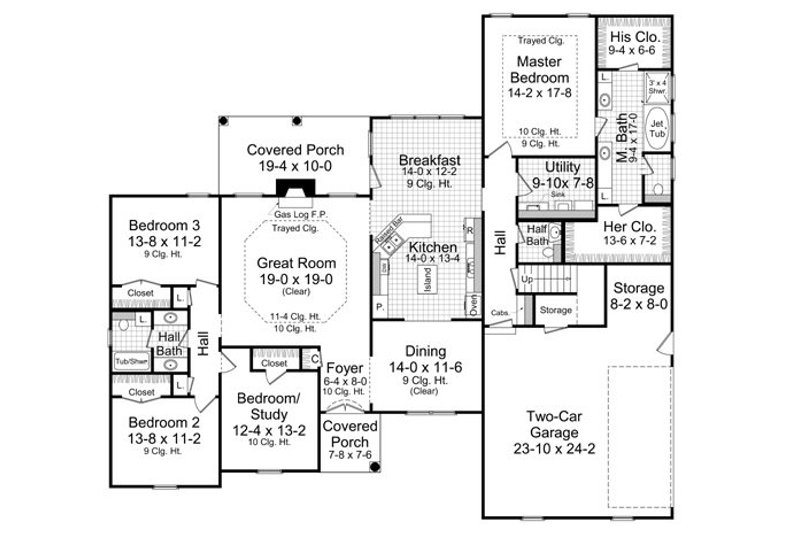 House Design - Floor Plan - Main Floor for Traditional House Plan #21-210 - 4 bed, 3.5 bath
