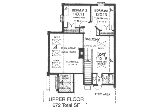 Floor Plan - Upper Floor for European House Plan #310-489 - 3 bed, 2.5 bath