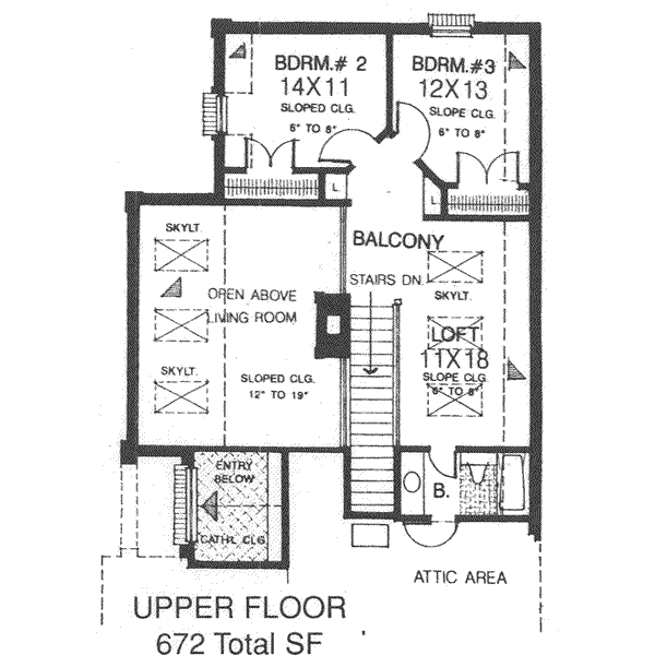 Floor Plan - Upper Floor for European House Plan #310-489 - 3 bed, 2.5 bath