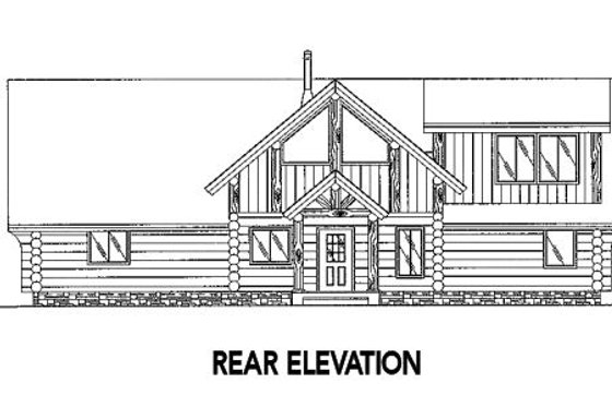 Exterior - Rear Elevation for Log House Plan #117-416 - 3 bed, 2.5 bath