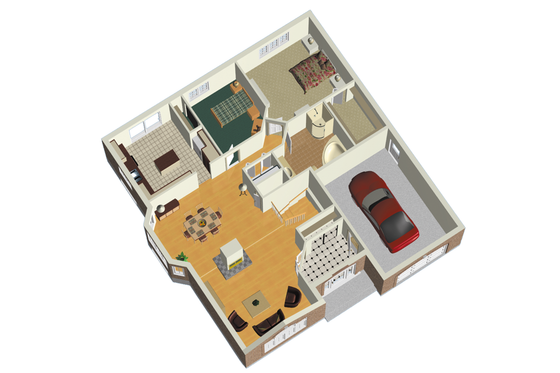 Floor Plan - Main Floor 1 for European House Plan #25-4651 - 2 bed, 1 bath