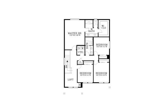 Floor Plan - Upper Floor for Craftsman House Plan #53-474 - 4 bed, 235 bath