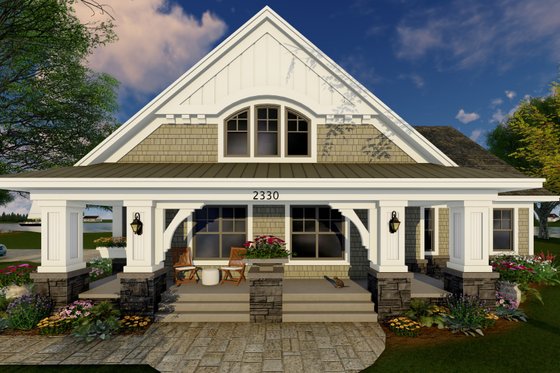 Exterior - Front Elevation 3 for Craftsman House Plan #51-514 - 3 bed, 2 bath