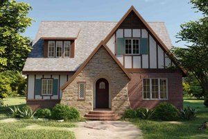 Tudor Exterior - Front Elevation Plan #1079-3