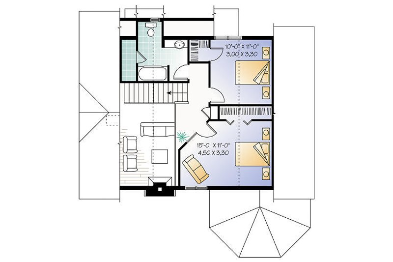 Home Plan - Floor Plan - Upper Floor for Country House Plan #23-2042 - 3 bed, 2 bath