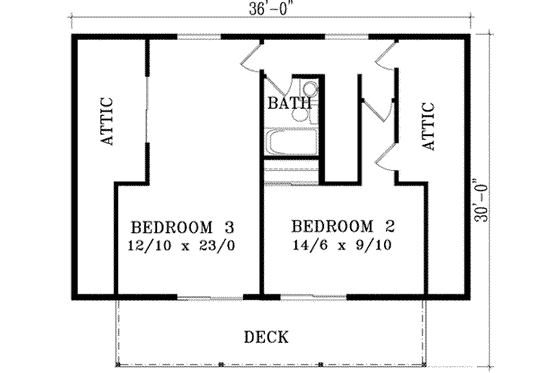 Floor Plan - Upper Floor for Country House Plan #1-1254 - 2 bed, 2 bath