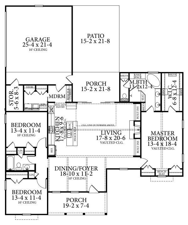 House Design - Country Floor Plan - Main Floor Plan #406-9659