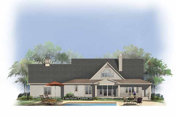 Exterior - Rear Elevation for Country House Plan #929-806 - 3 bed, 3.5 bath