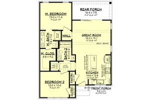 Floor Plan - Main Floor for Farmhouse House Plan #430-330 - 2 bed, 2 bath
